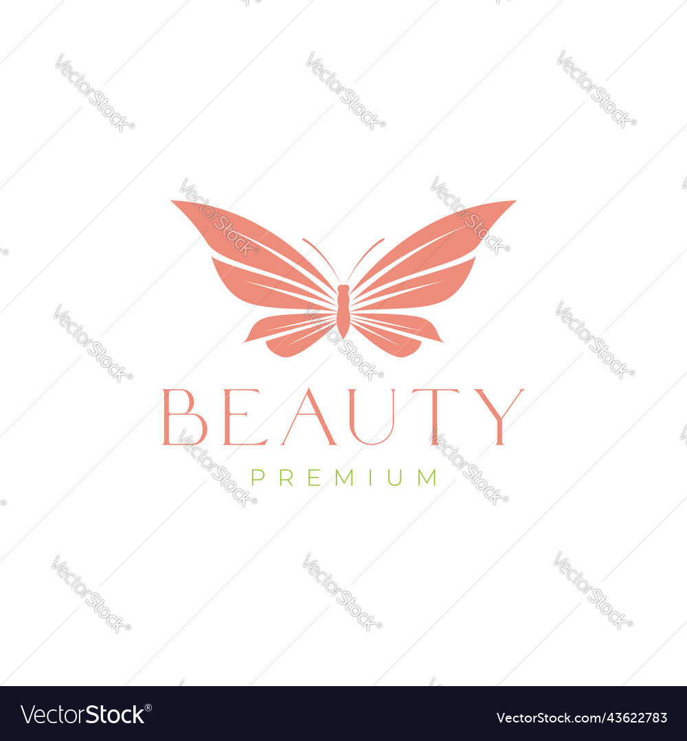 Feminine beauty aesthetic butterfly logo design Vector Image