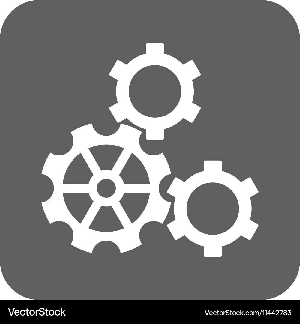 Gears flat squared icon Royalty Free Vector Image