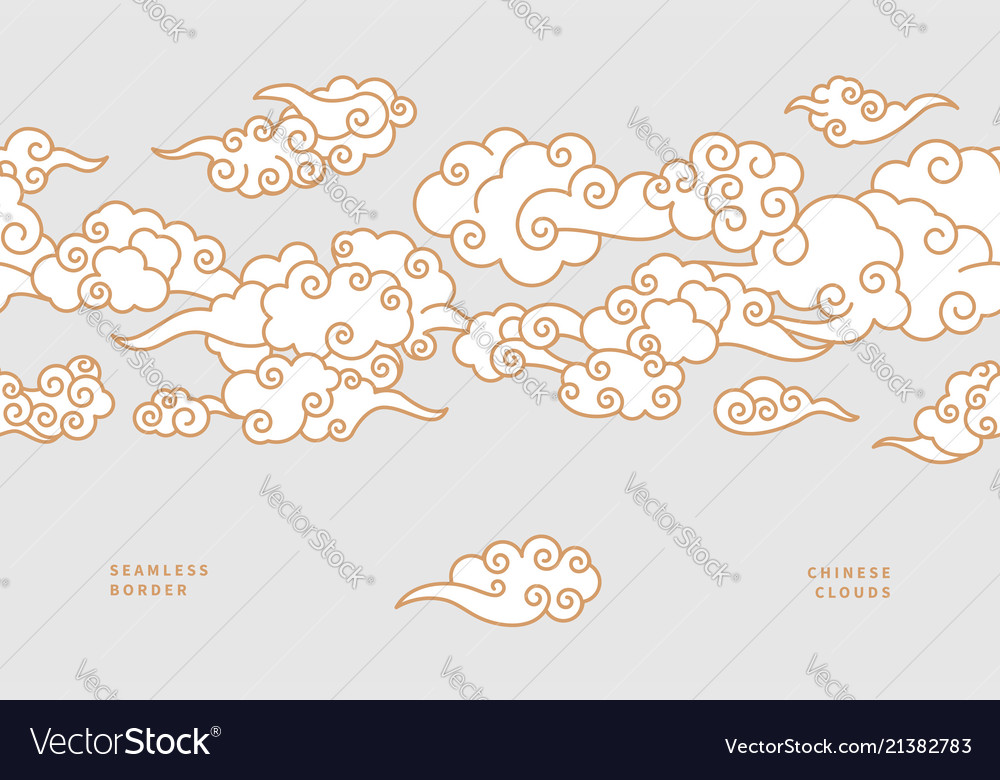 Seamless border with chinese clouds Royalty Free Vector