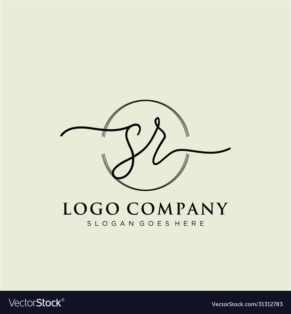 Sr initial handwriting logo design Royalty Free Vector Image