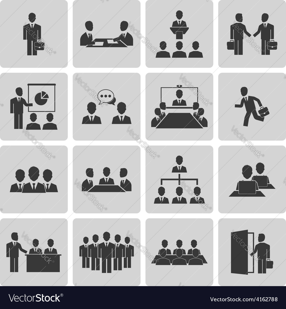 Business meeting and conference icons set Vector Image