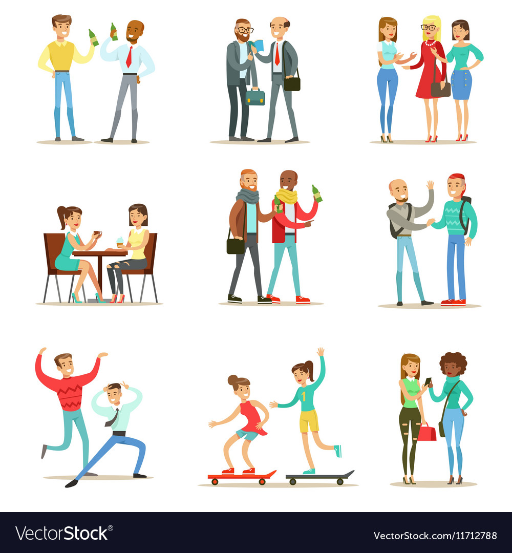 happy-best-friends-having-good-time-together-vector-image