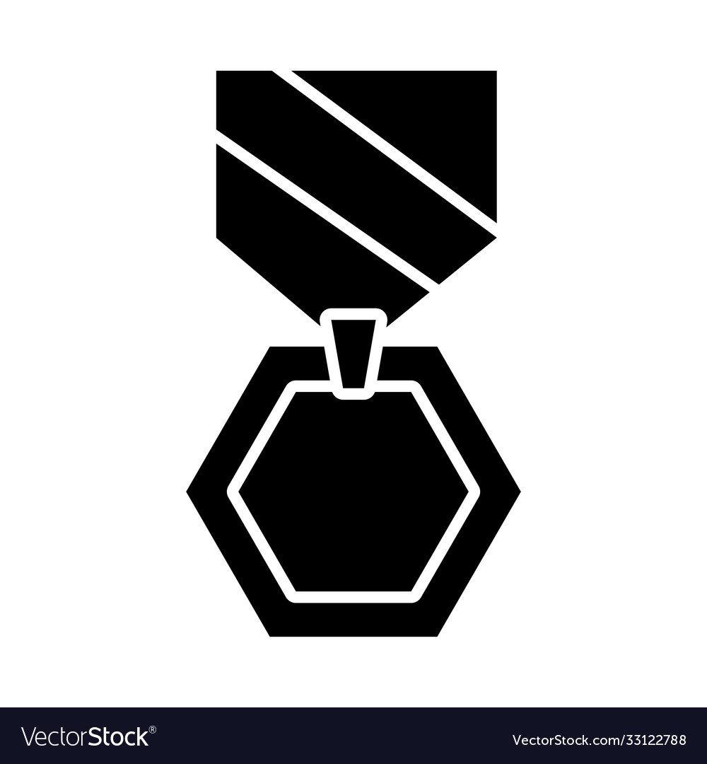 Hexagon medal icon silhouette style Royalty Free Vector