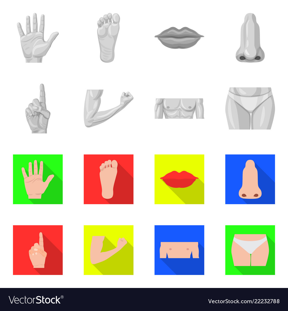 Isolated object of human and part sign set