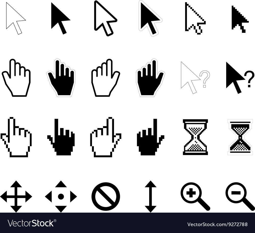 Large set of computer arrow cursors on white Vector Image