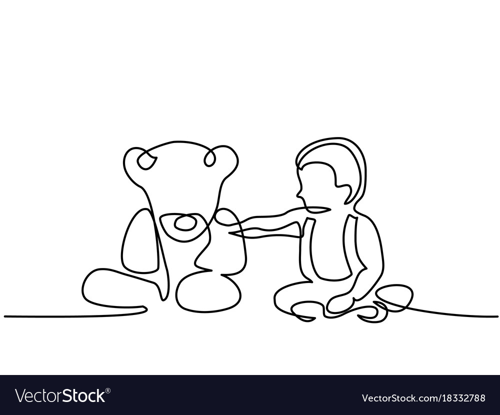 Little boy sitting with teddy bear Royalty Free Vector Image