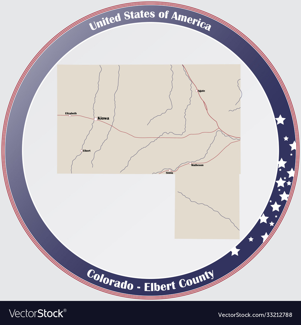 Map elbert county in colorado Royalty Free Vector Image