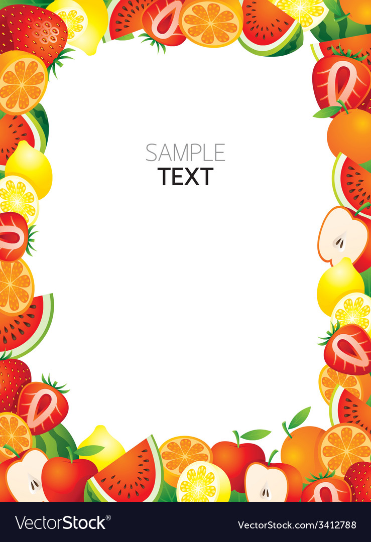 Mixed Fruits Frame Border Royalty Free Vector Image