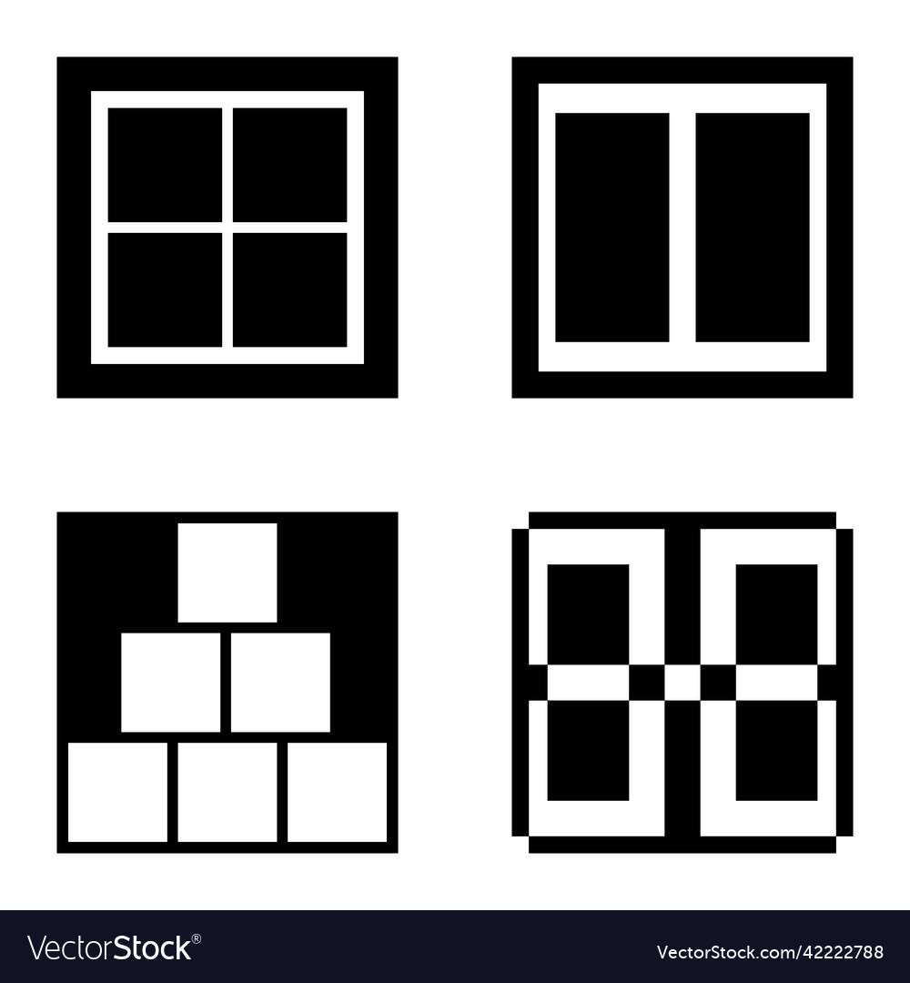 Square2 flat icon set isolated on white background