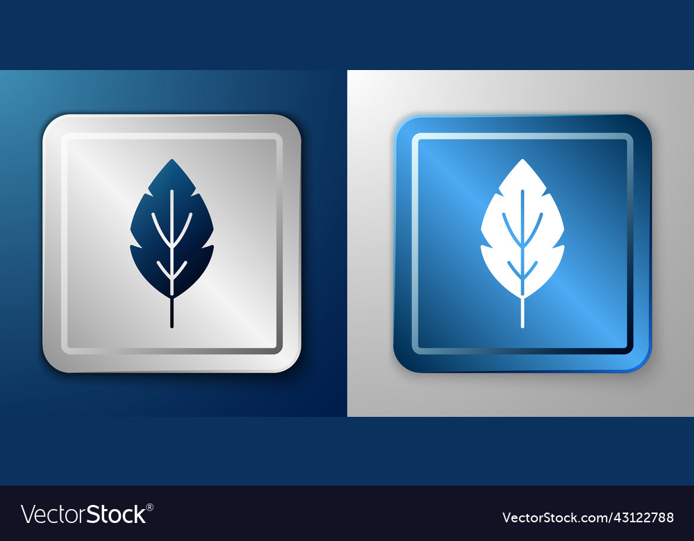 White leaf icon isolated on blue and grey Vector Image