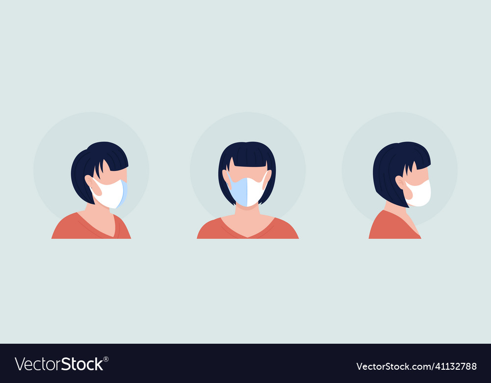 White mask wearer semi flat color character Vector Image