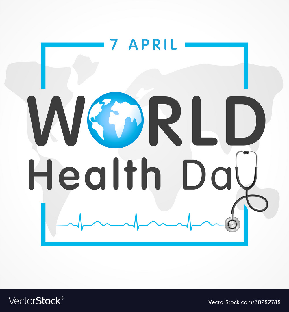 World health day map lettering banner Royalty Free Vector