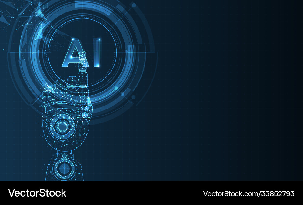 Artificial intelligence and robot hand Royalty Free Vector