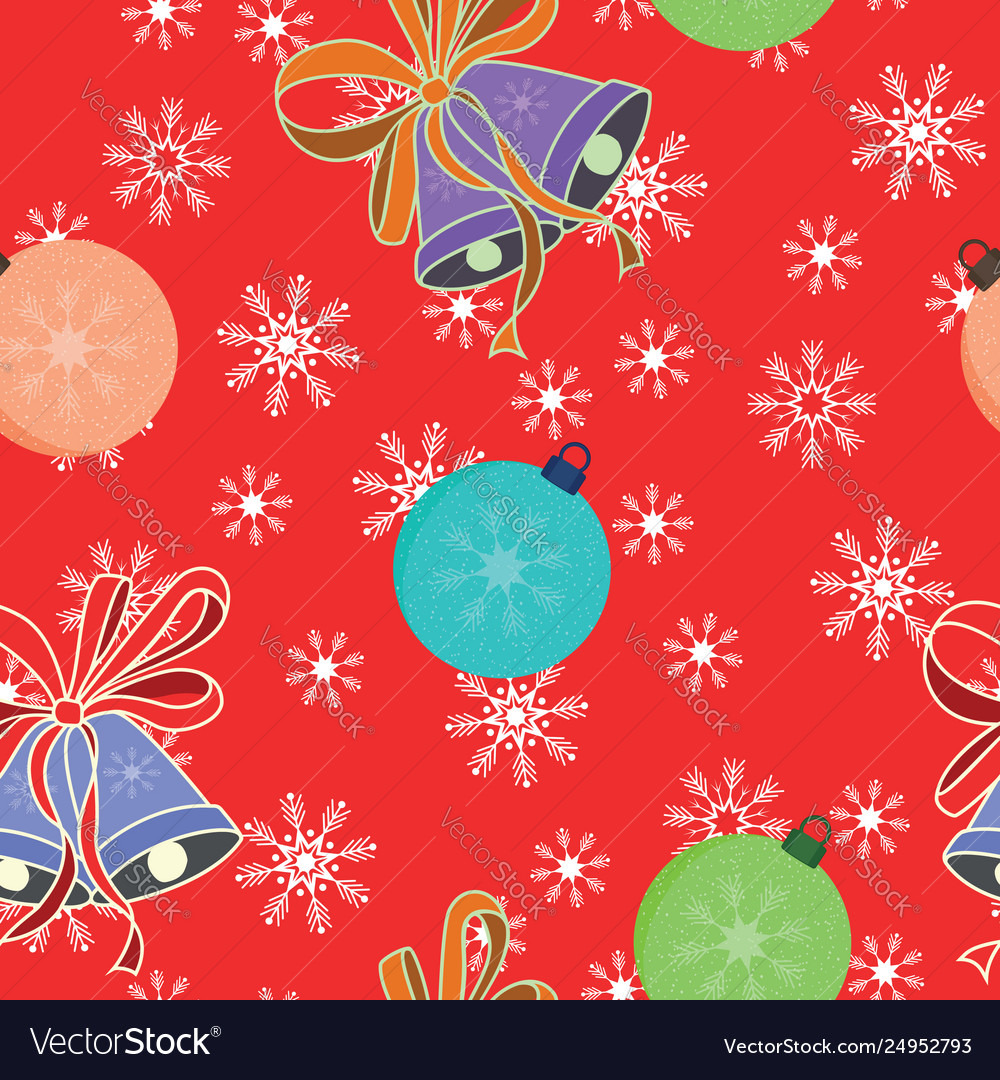 Christmas balls and bells seamless pattern Vector Image