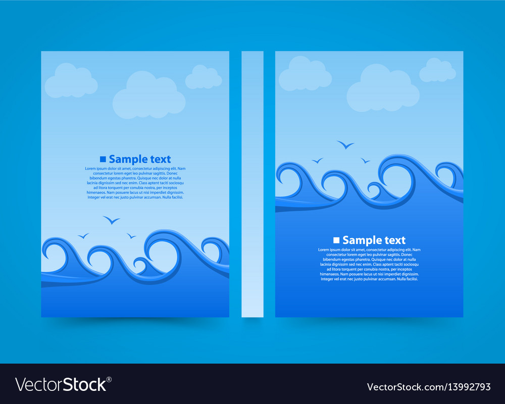 Flyer Sea Wave Banner Book Summer Beach A4 Size Vector Image