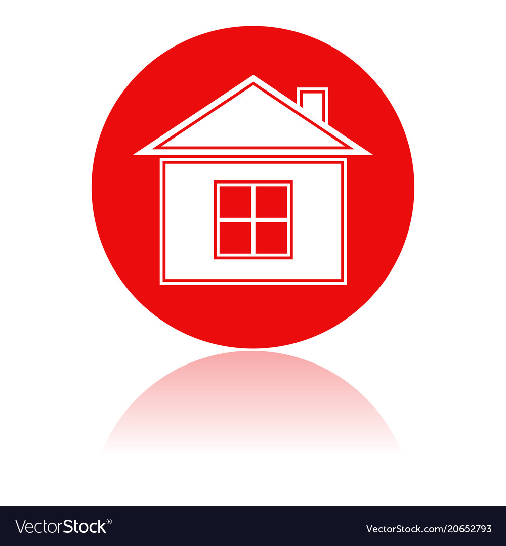 Home Icon Red Round Sign With A Building Vector Image