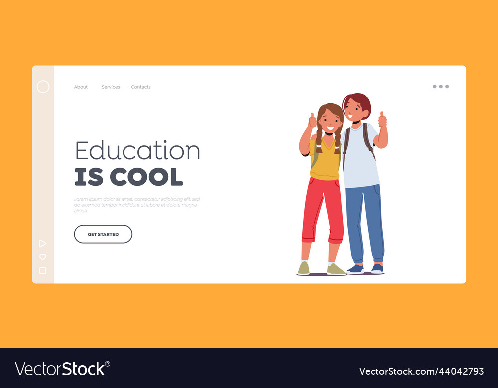 School friends landing page template girl and boy