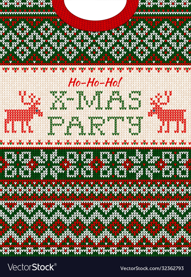 Ugly sweater christmas party invite knitted