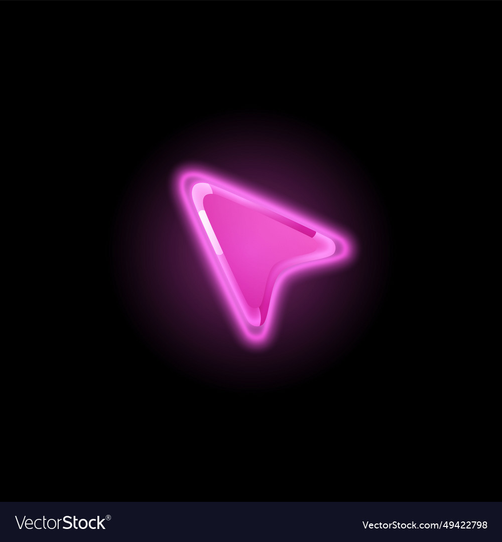 Glowing glassy arrow button cursor game pink Vector Image