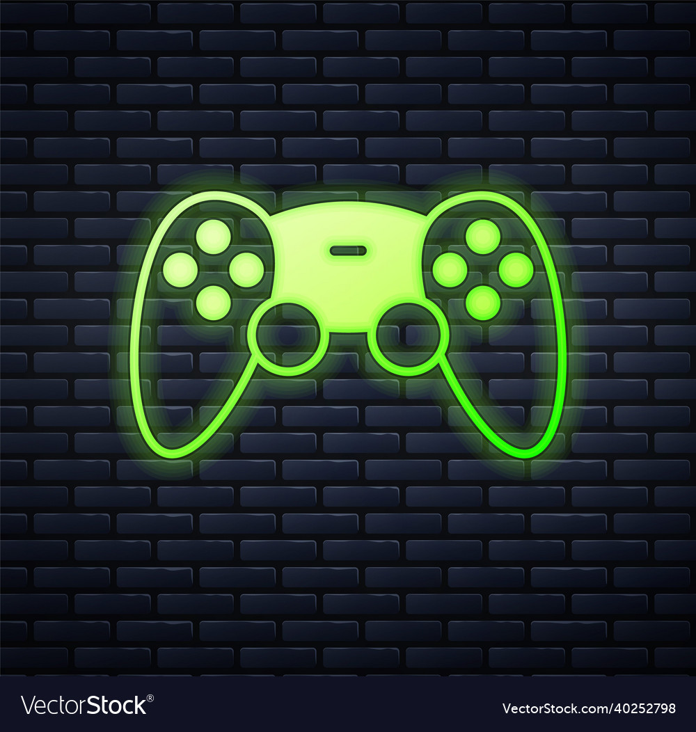 Glowing Neon Game Controller Or Joystick For Game Vector Image