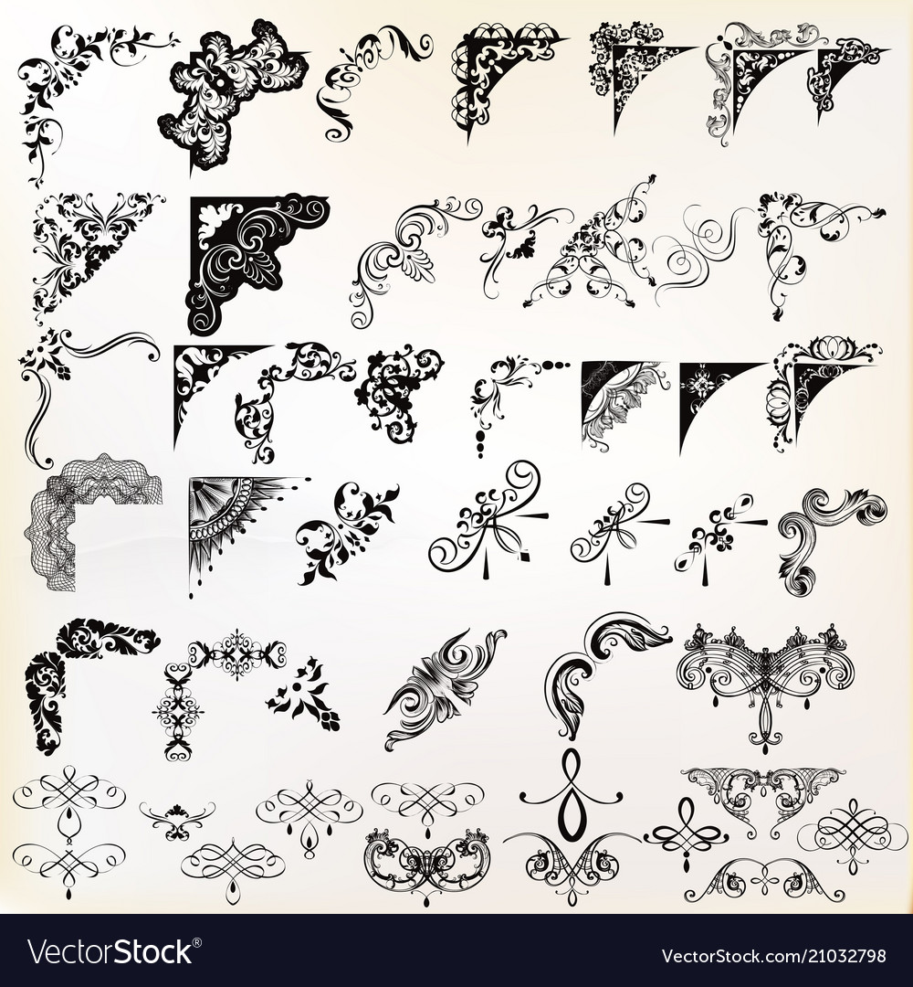 Set of calligraphic elements and page decorations vector image Set of calligraphic elements and page decorations