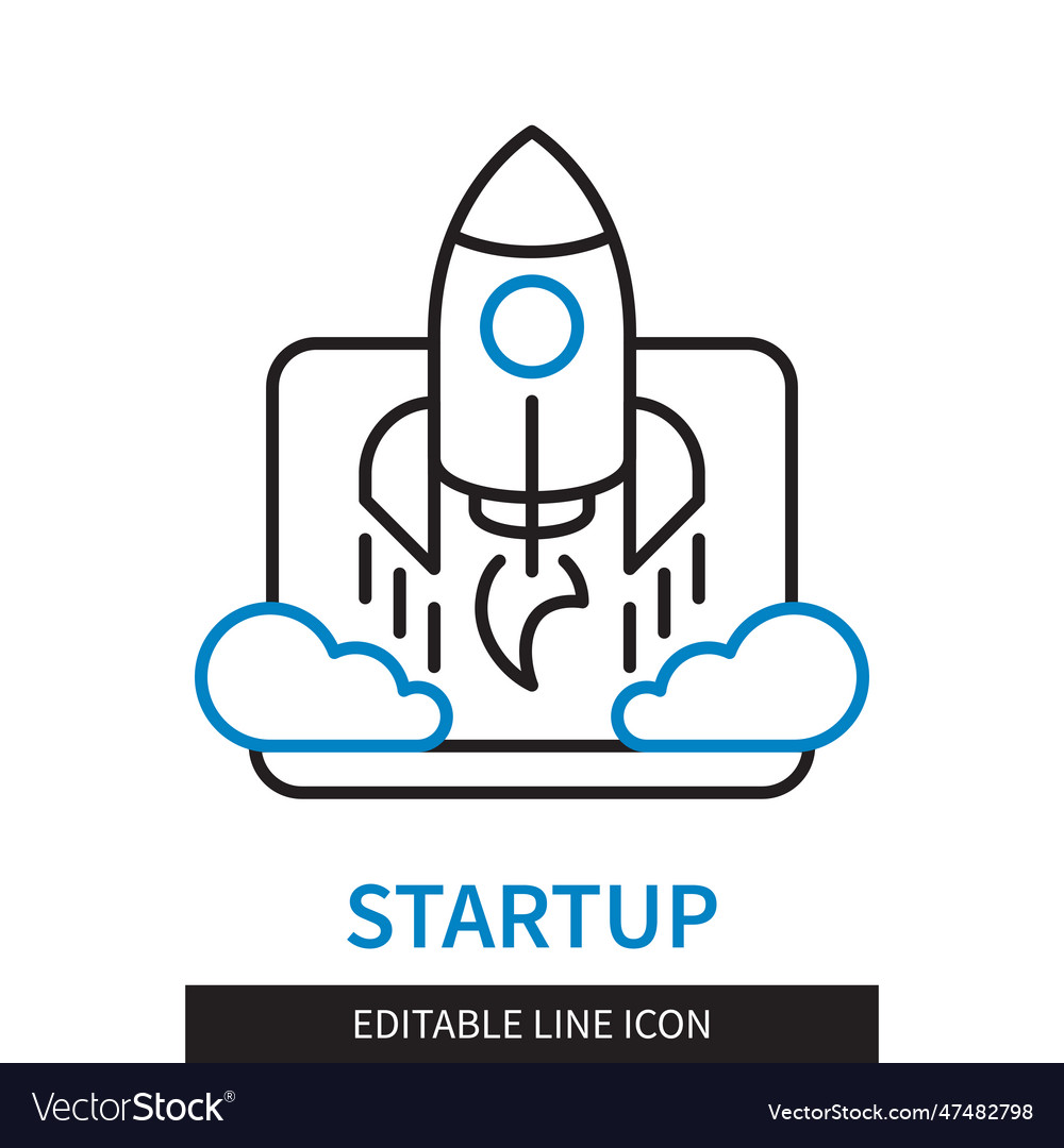 Startup editable line icon Royalty Free Vector Image