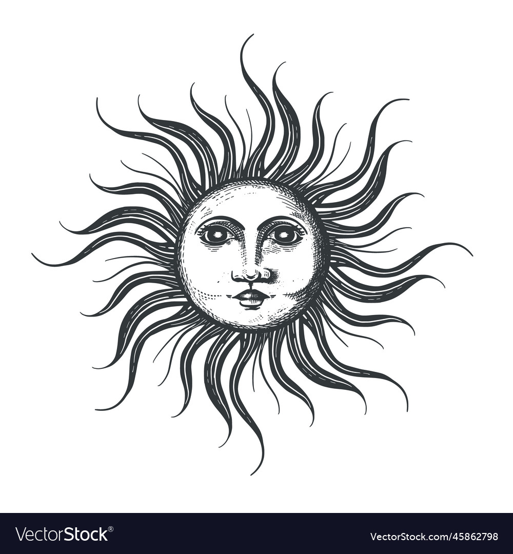 Sun in vintage style Royalty Free Vector Image