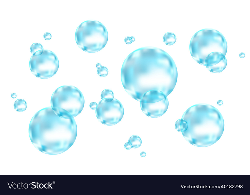 Underwater fizzing air water or oxygen bubbles Vector Image