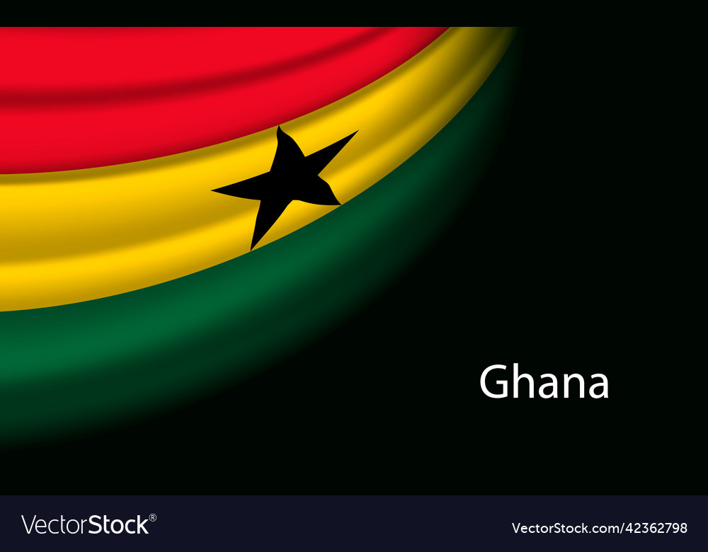 Wave flag of ghana on dark background Royalty Free Vector