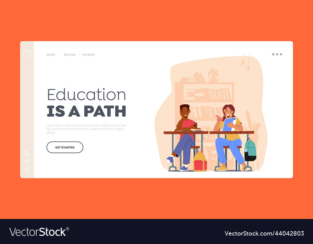 Children school education landing page template Vector Image Children school education landing page template Vector Image