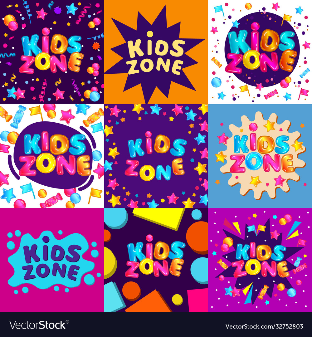 Set bright banners and templates for kids zone