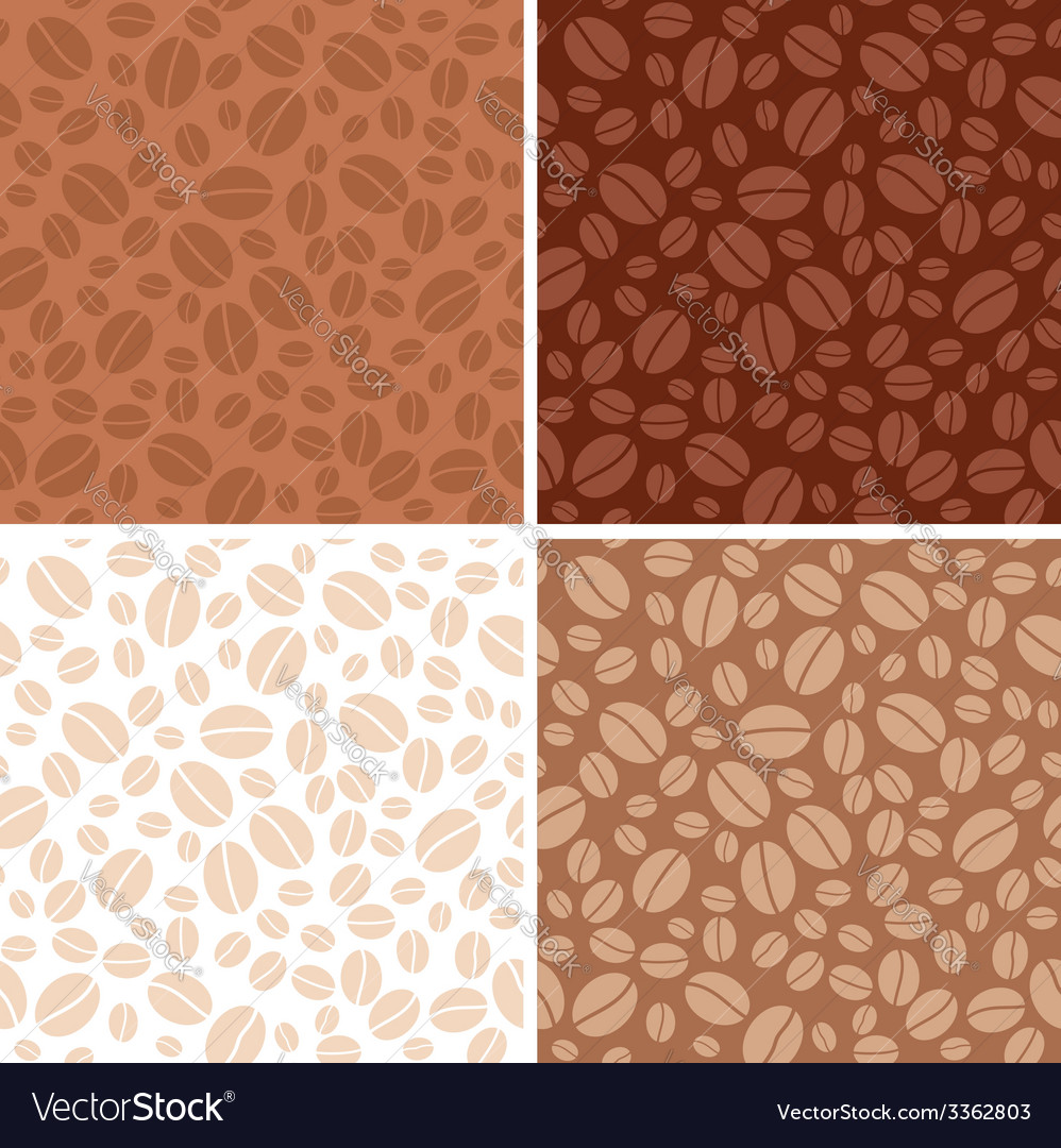 Set - coffee beans brown seamless patterns