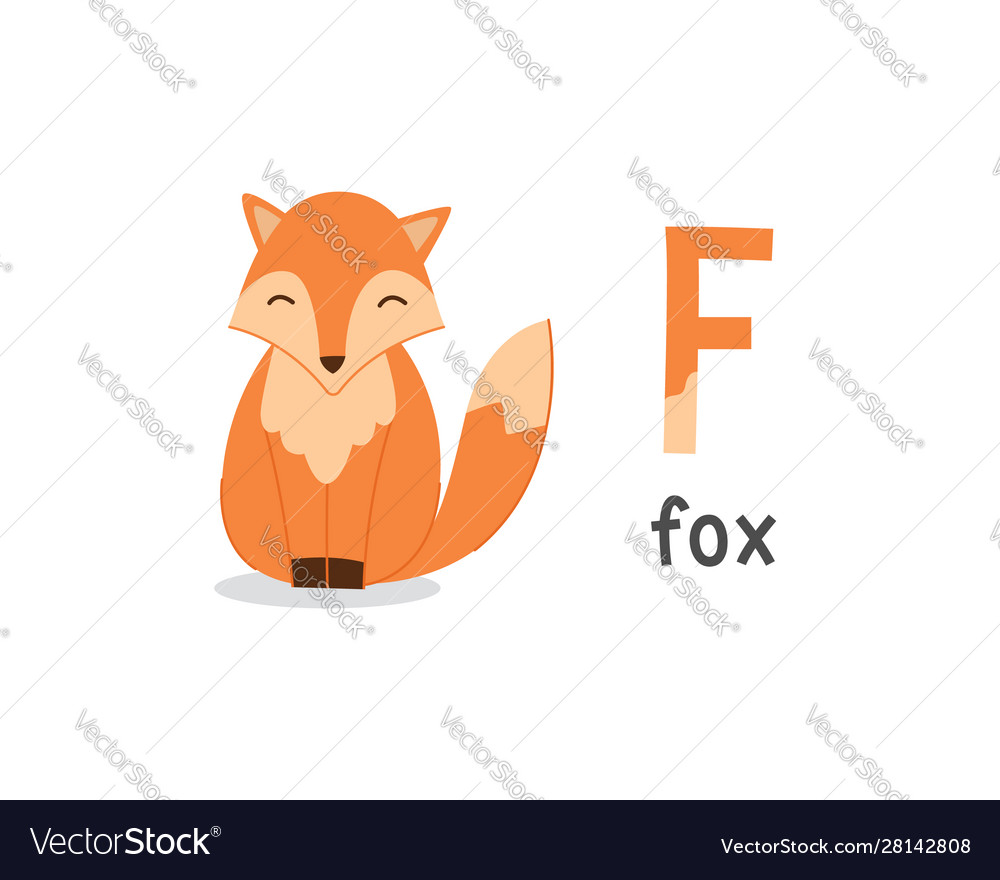 Alphabet letter f and fox Royalty Free Vector Image