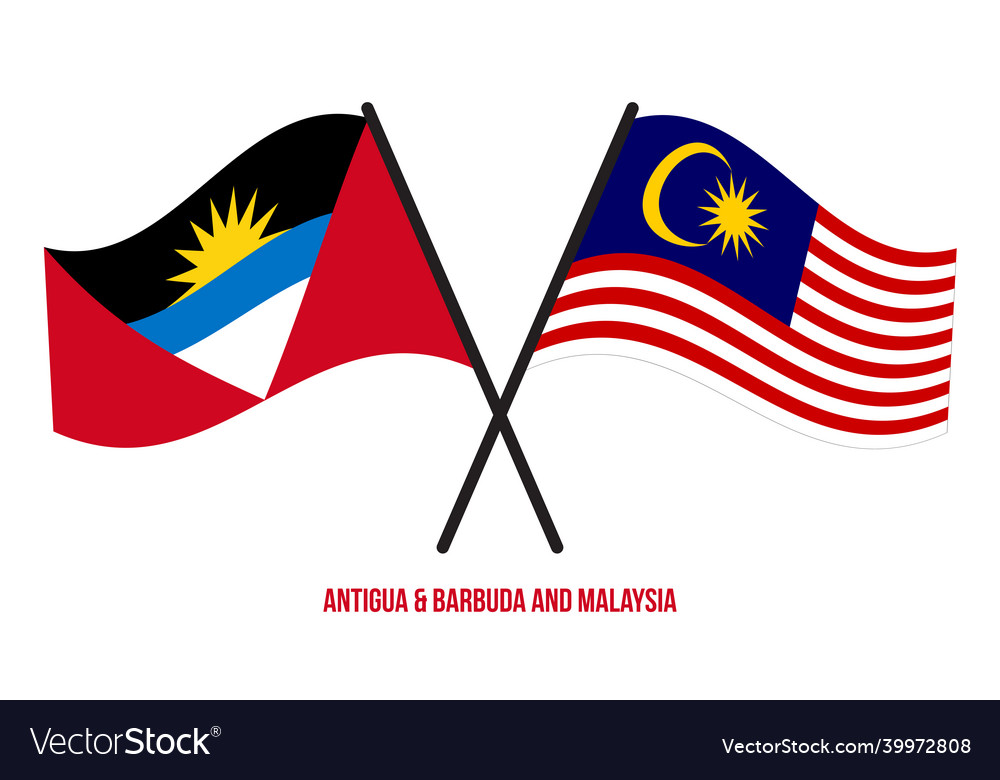 Antigua barbuda and malaysia flags crossed