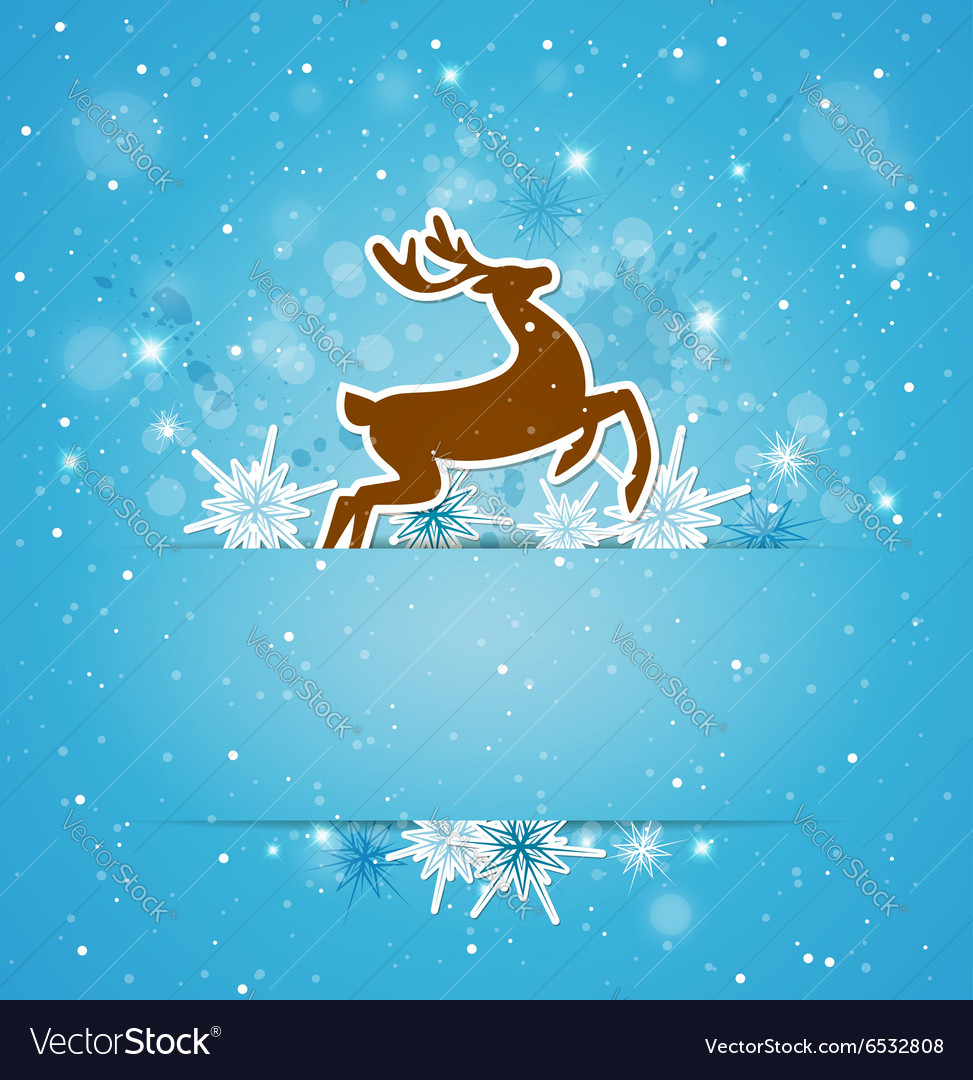 Blue christmas background with deer