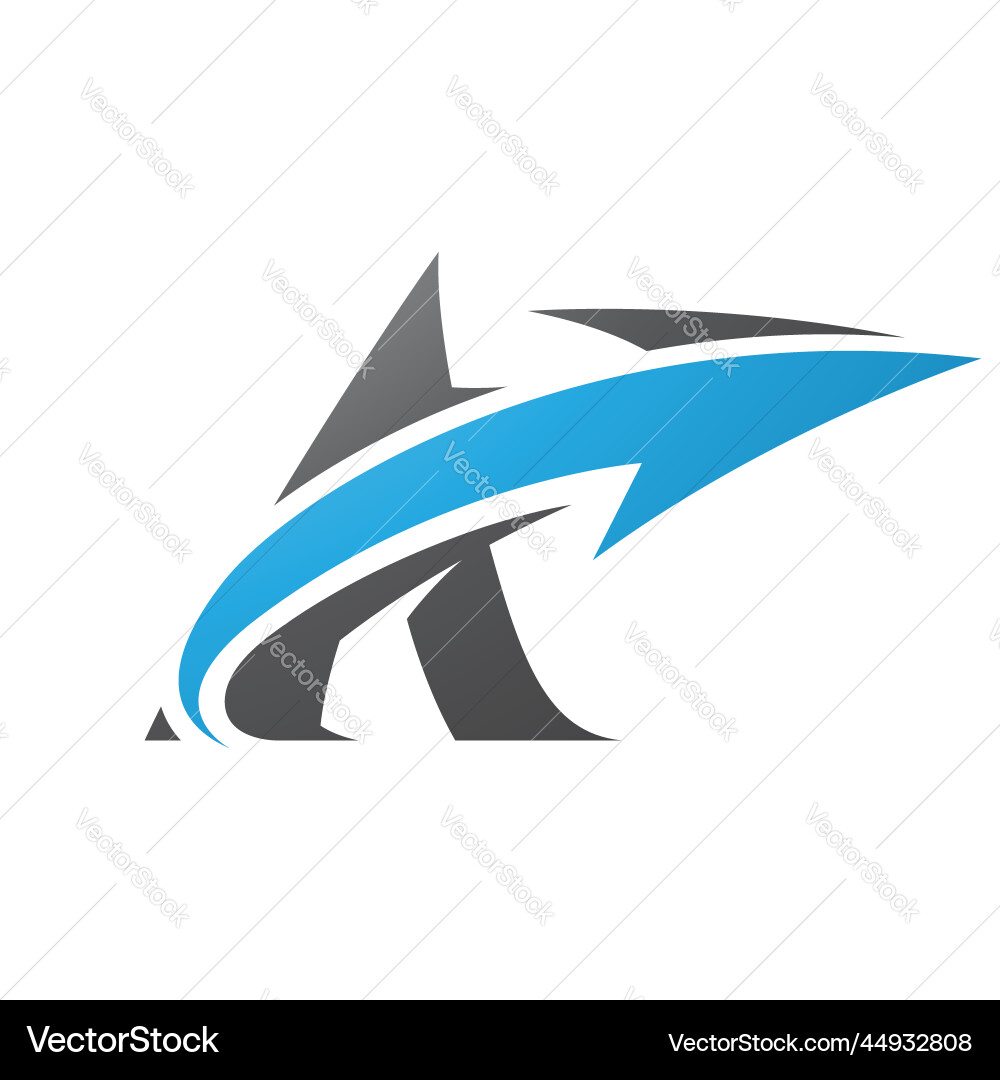 Bold curvy black letter a with a blue arrow Vector Image
