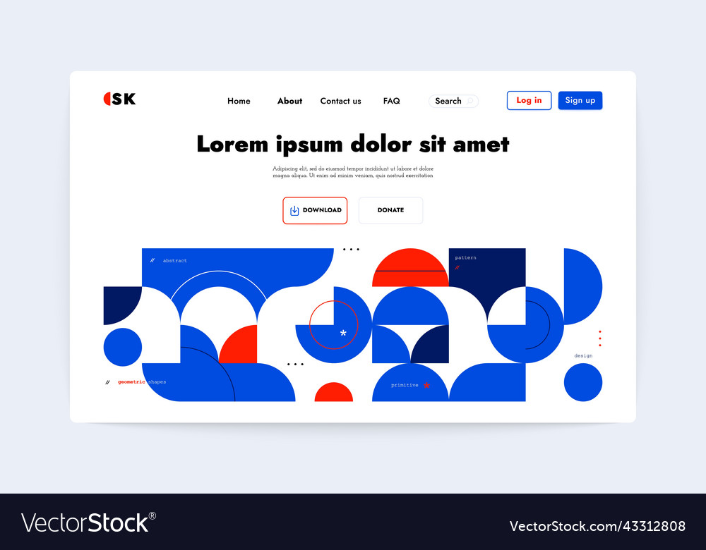 Geometric landing page web design abstract