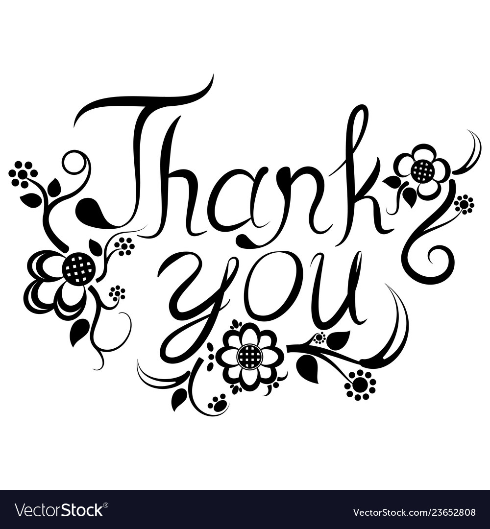 hand lettering doodle words thank you with thank you words