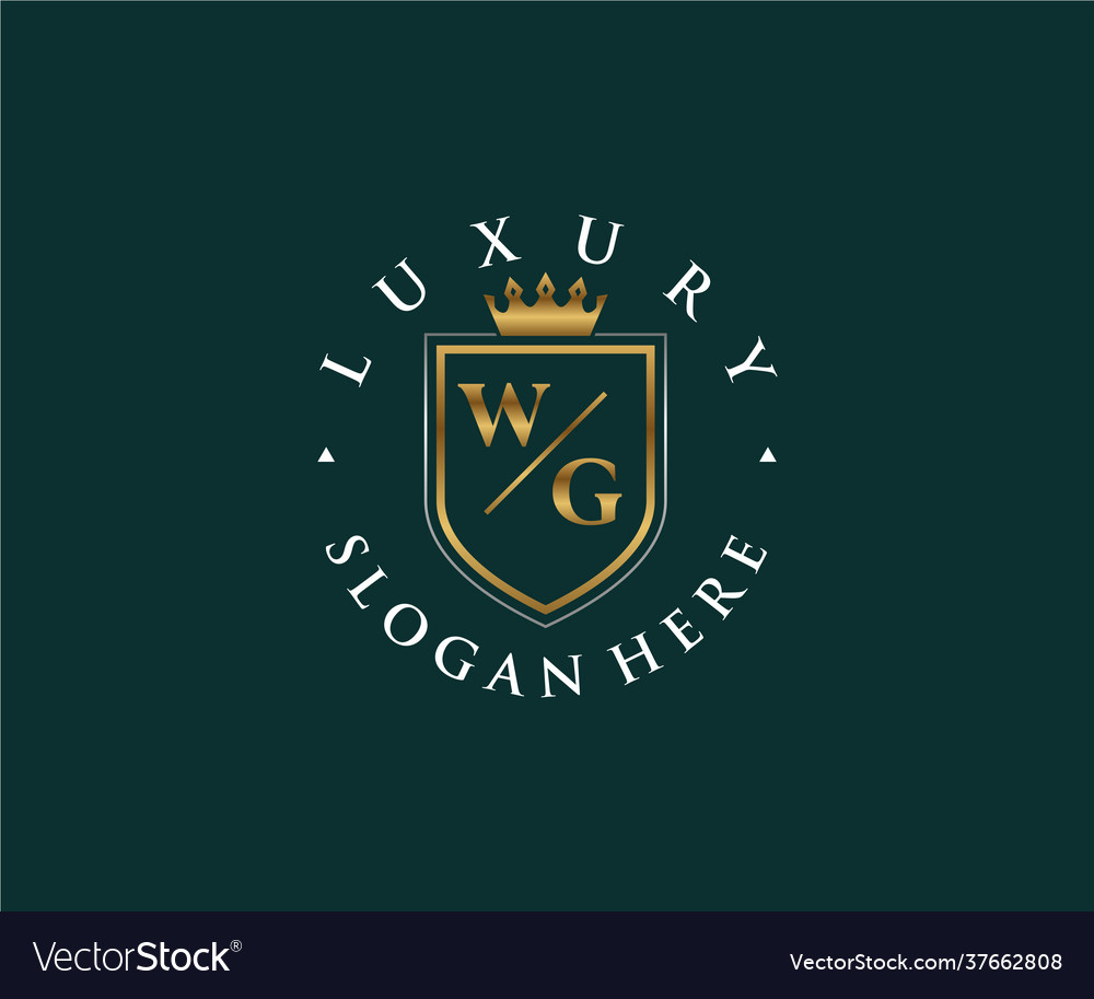 Initial wg letter royal luxury logo template Vector Image