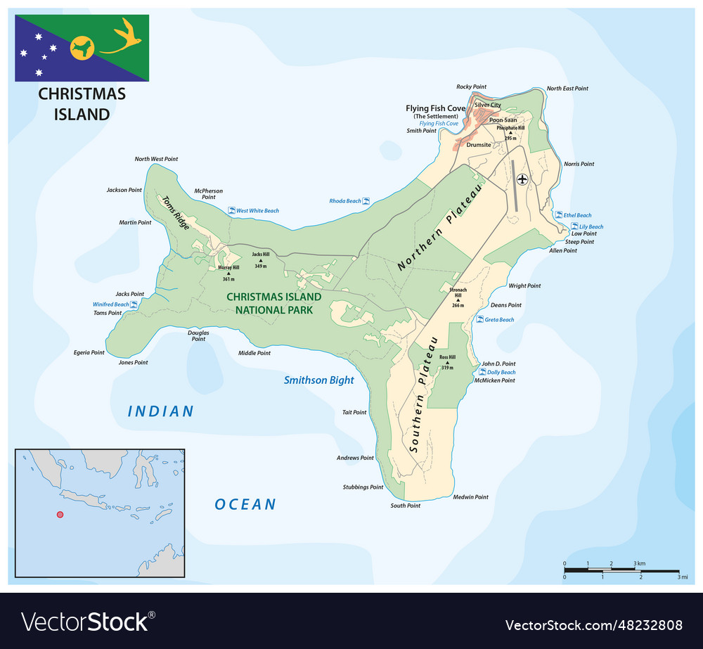 Map of australia christmas island in the indian Vector Image