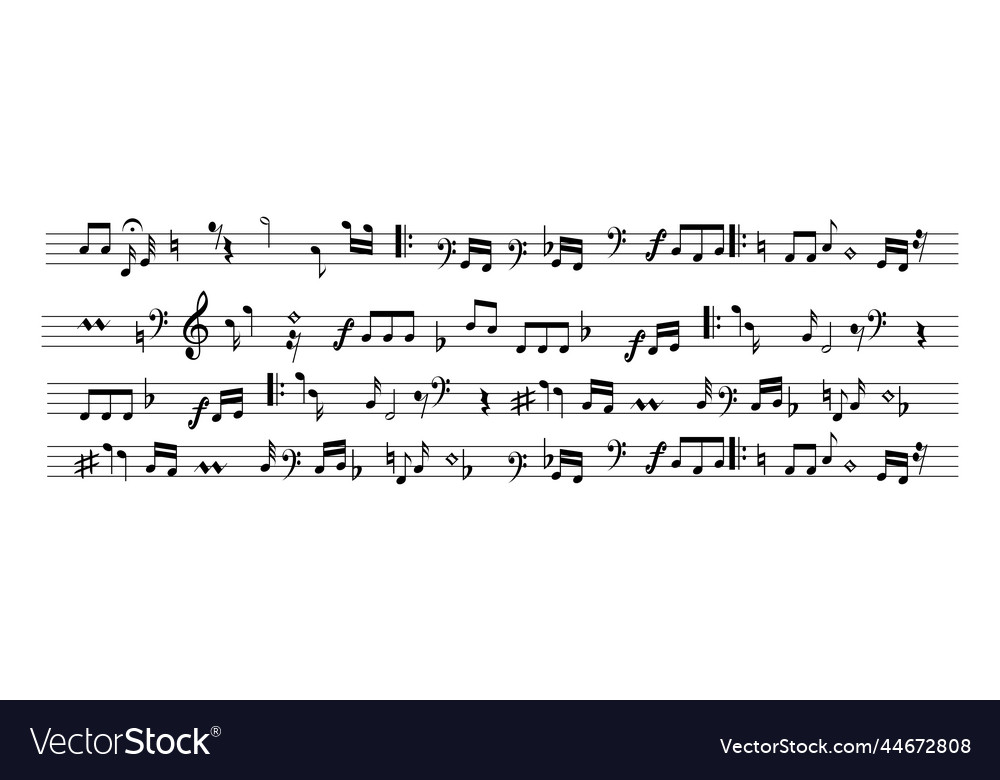 Music staff sheet with musical notes for piano vector image Music staff sheet with musical notes for piano