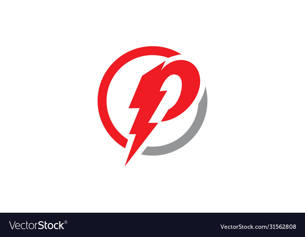 P Letter Lightning Logo Template Royalty Free Vector Image