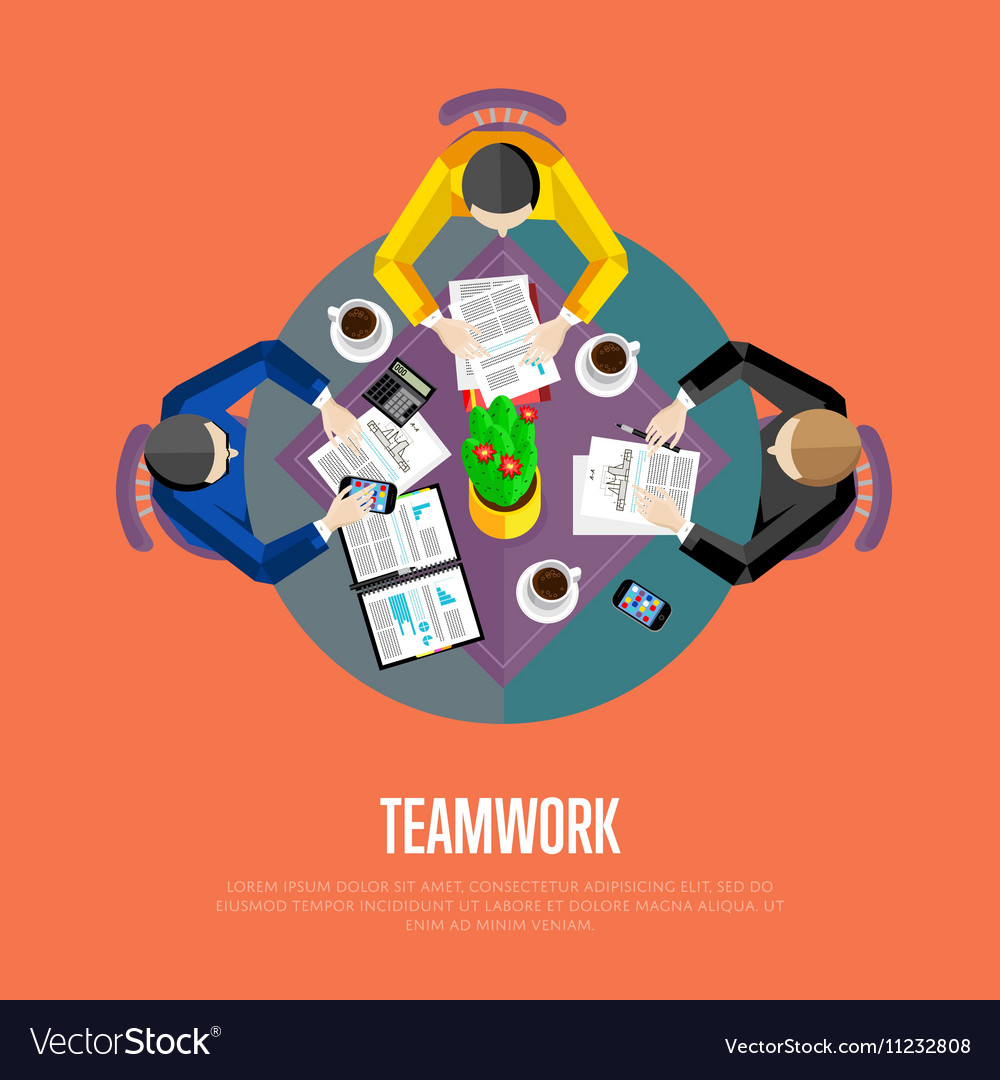 Teamwork concept top view workspace background Vector Image