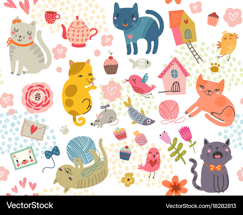Cats pattern Royalty Free Vector Image - VectorStock