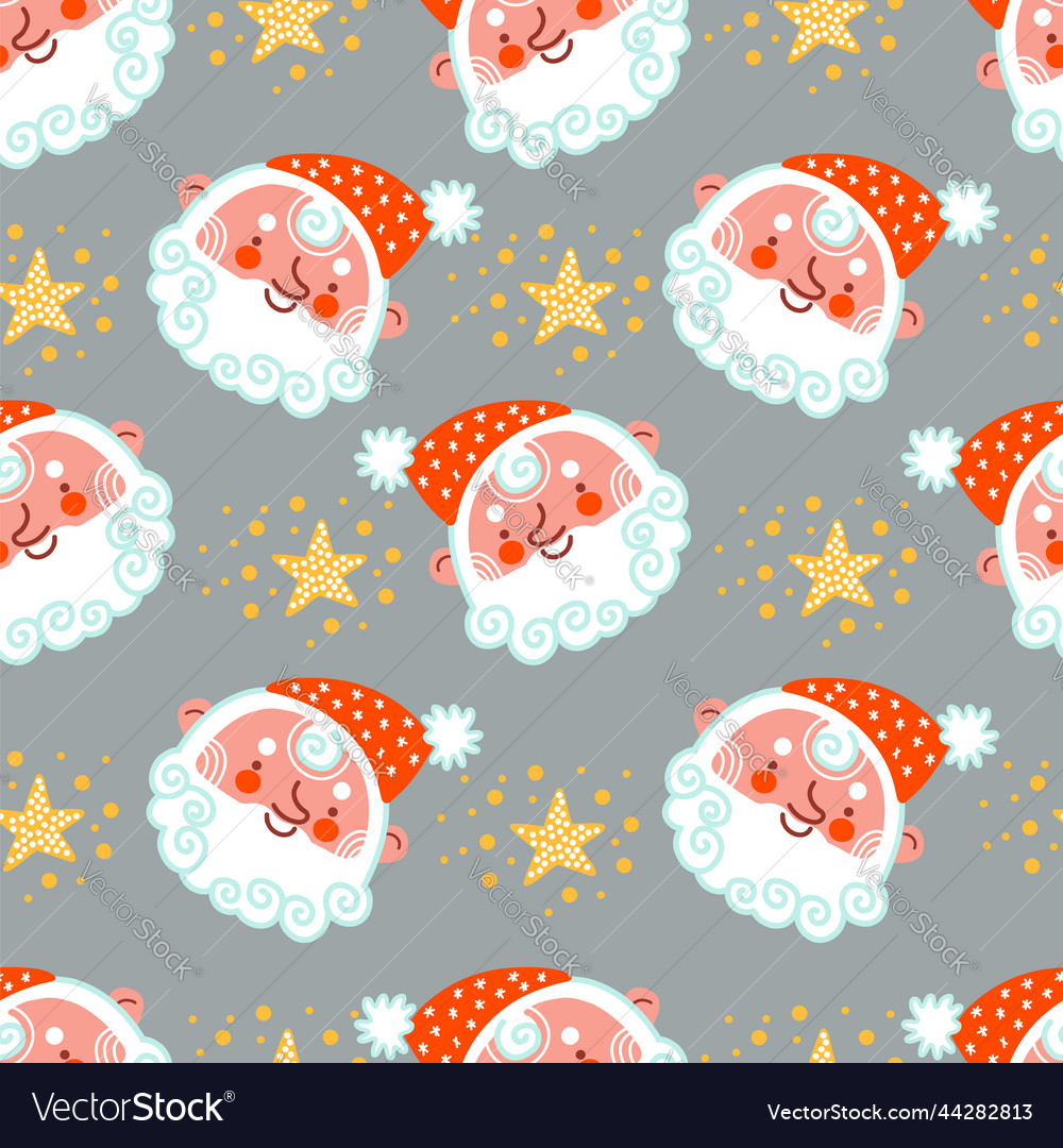 Christmas seamless pattern santa claus heads