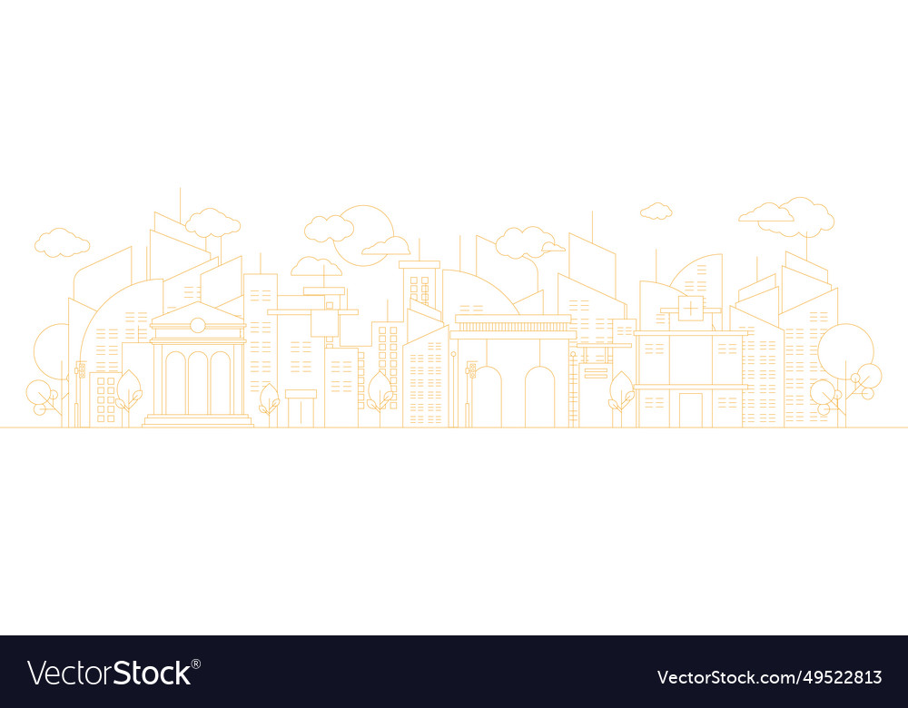 Futuristic outline urban landmark silhouette Vector Image