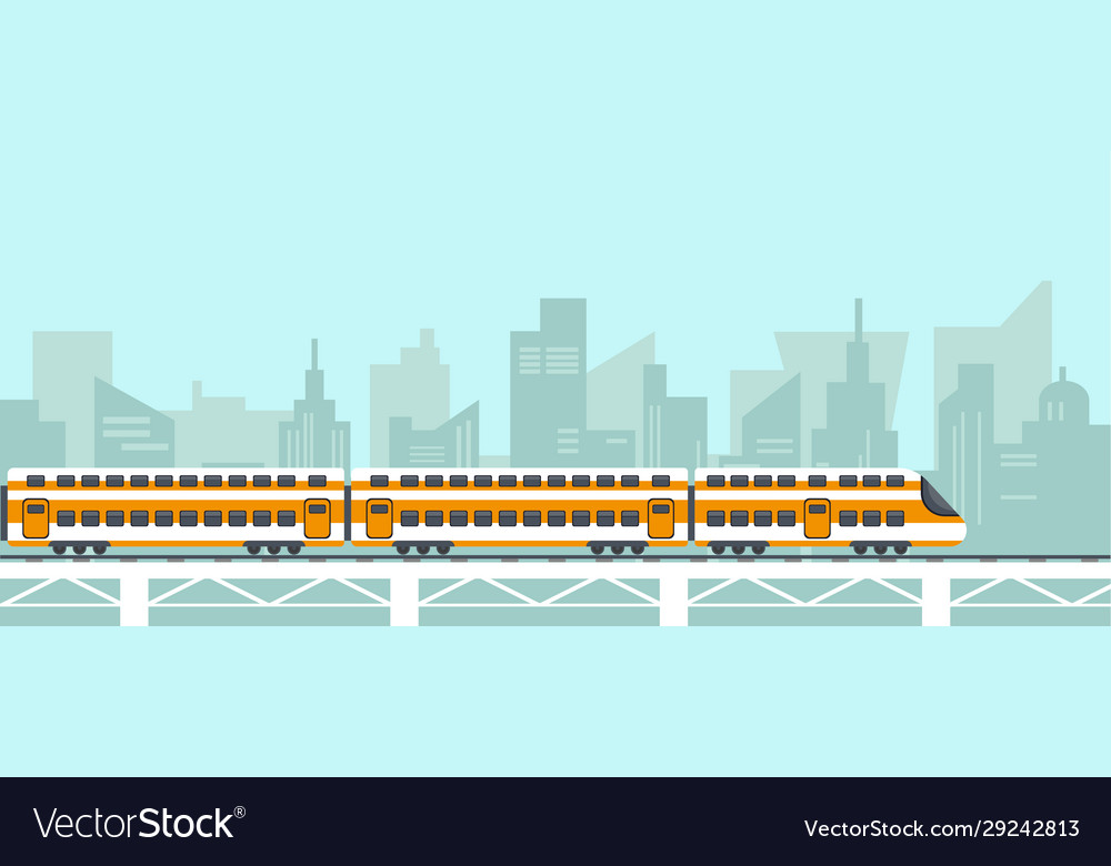 Passenger hight speed train on bridge in city Vector Image