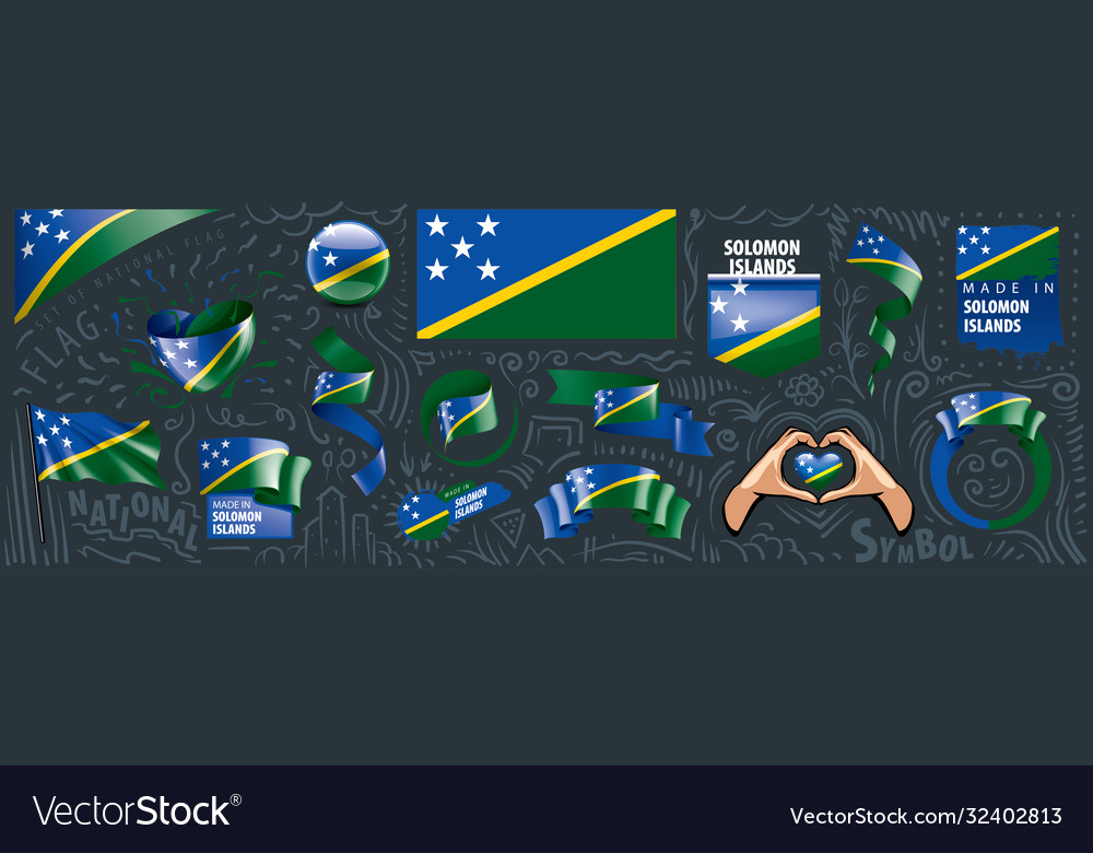 Set National Flag Solomon Islands Royalty Free Vector Image 1710