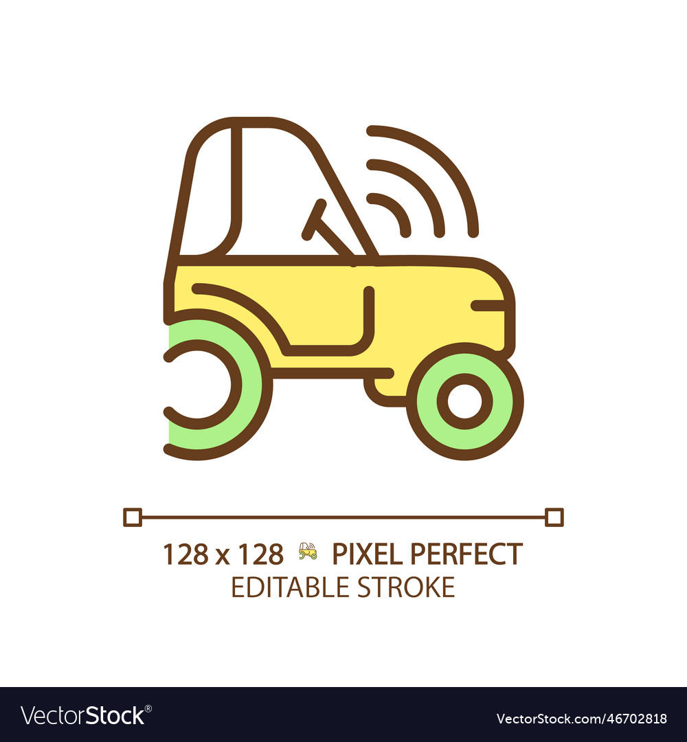Autonomous tractor green rgb color icon Royalty Free Vector