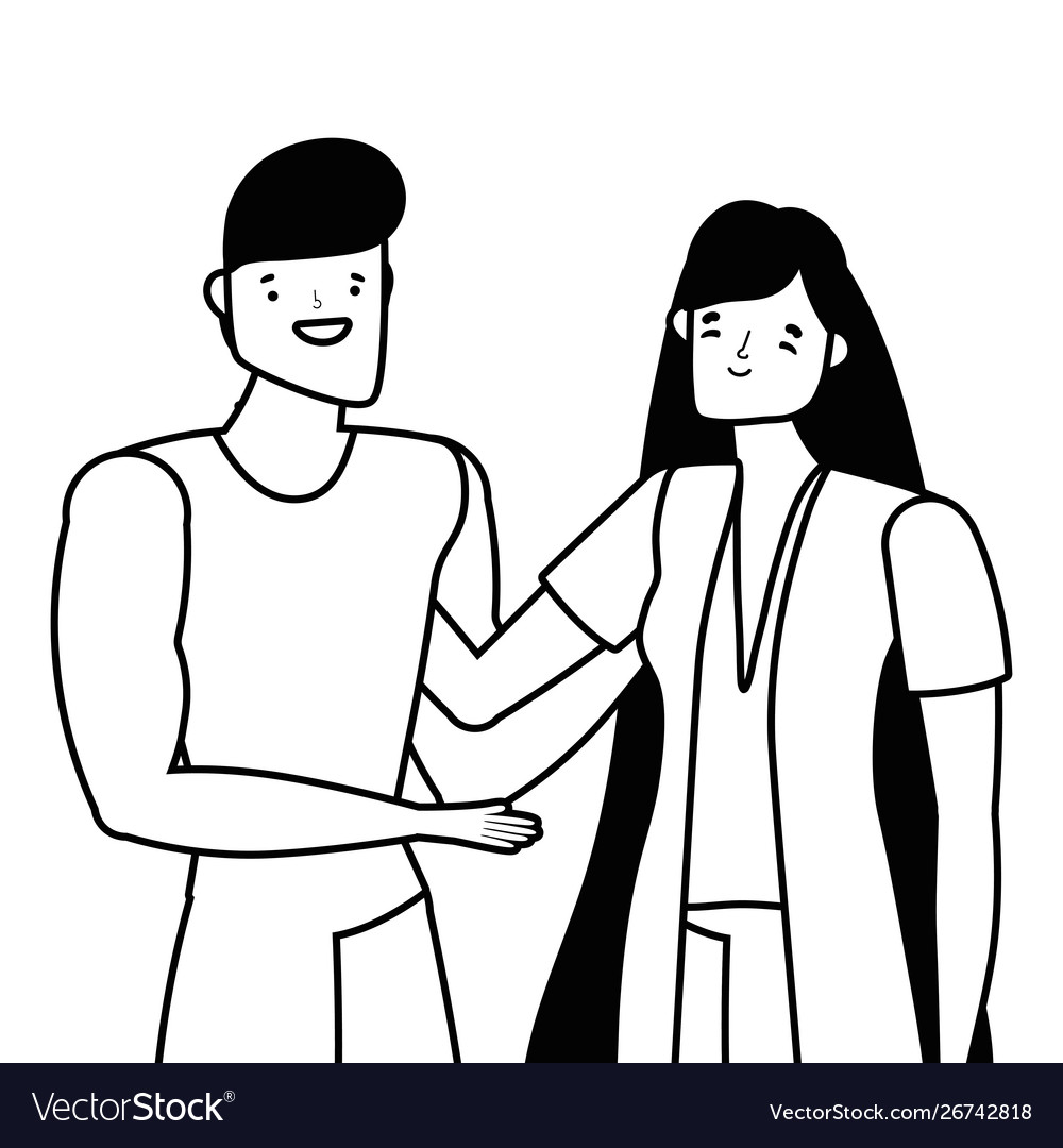 Couple woman and man cartoon design Royalty Free Vector